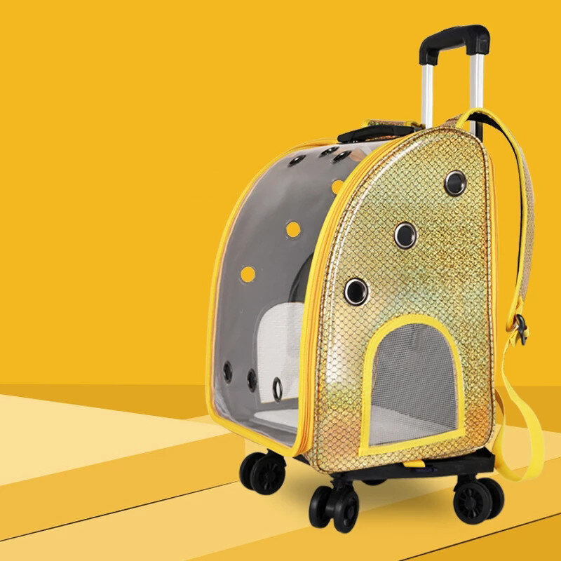 Pet Strollers Dog Cat Portable Travel Transport Bag Rolling Luggage Backpack Travel Tote Trolle